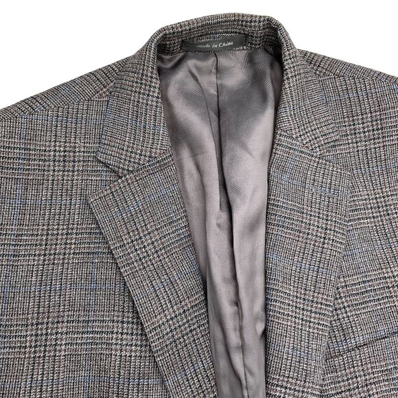 Lauren Ralph Lauren Blazer Men 42L Blue Brown‎ Glen Plaid Classic Career Wool - Picture 1 of 14